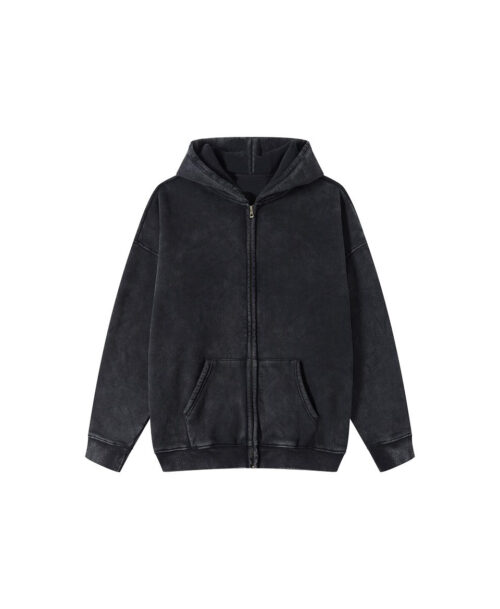 Custom Water-Washed Zipper Hoodie Printing