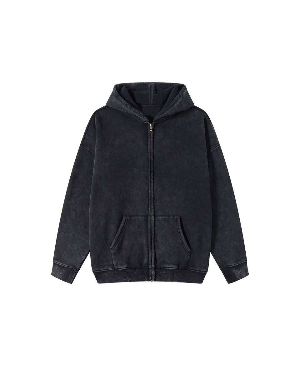 Custom Water-Washed Zipper Hoodie Printing
