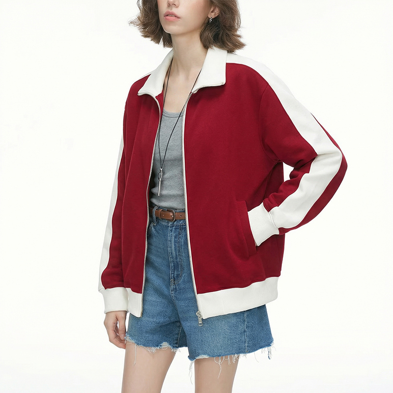 Custom Color-Block Zip-Up Jacket Printing