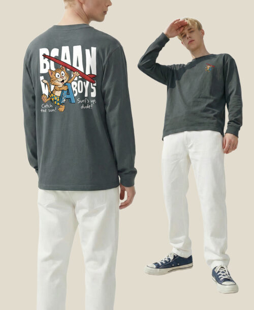 Custom Solid-Color Long-Sleeve T-Shirt Printing